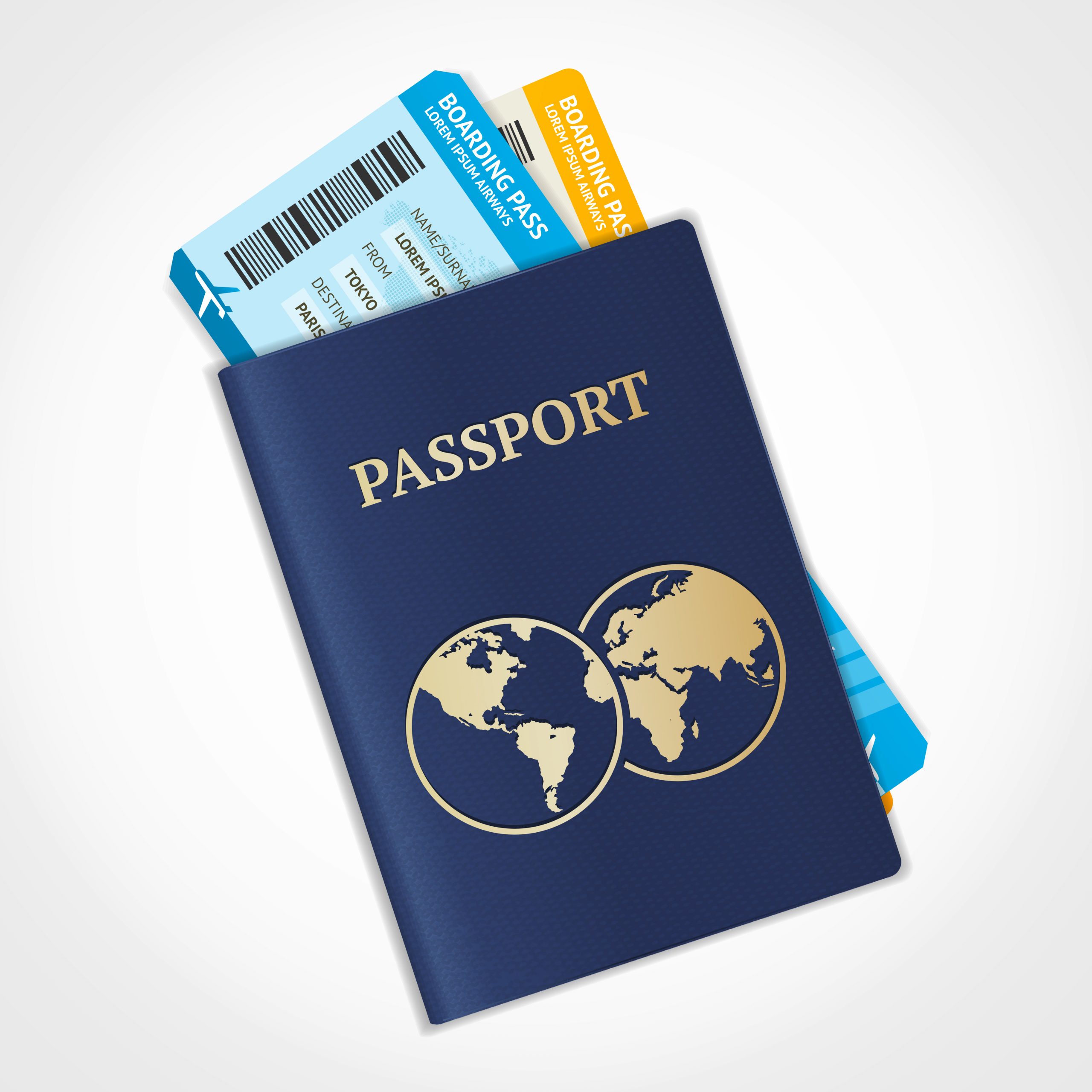 Vector Passport With Tickets Air Travel Concept Flat Design Citizenship